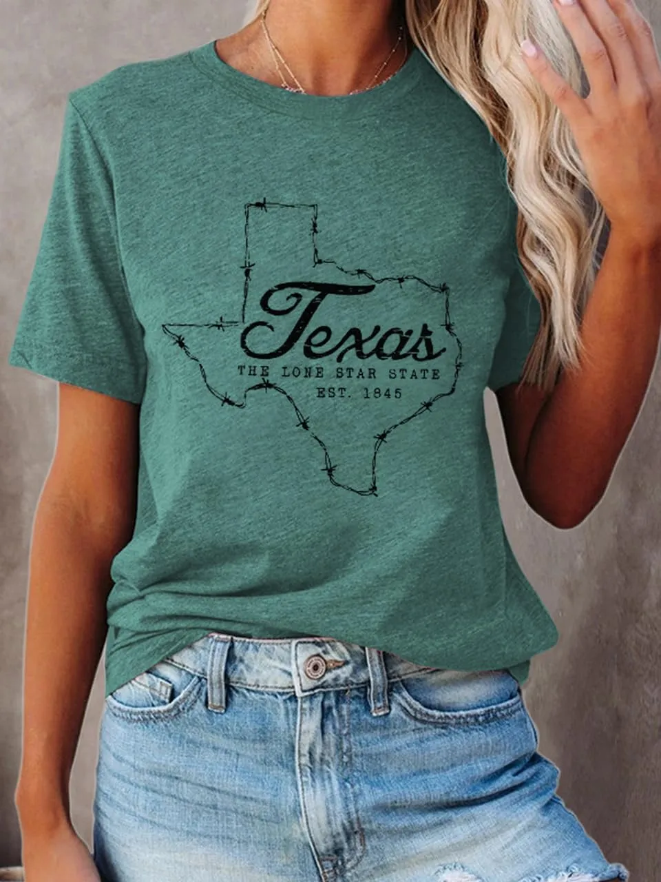 Vintage Texas T Shirt 1845 Womens Summer Funny Casual Map Graphic Tees Short Sleeve Tops