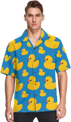 visesunny Stylish Men's Seasonal Hawaiian Print Button Down Short Sleeve Shirt S-XXL