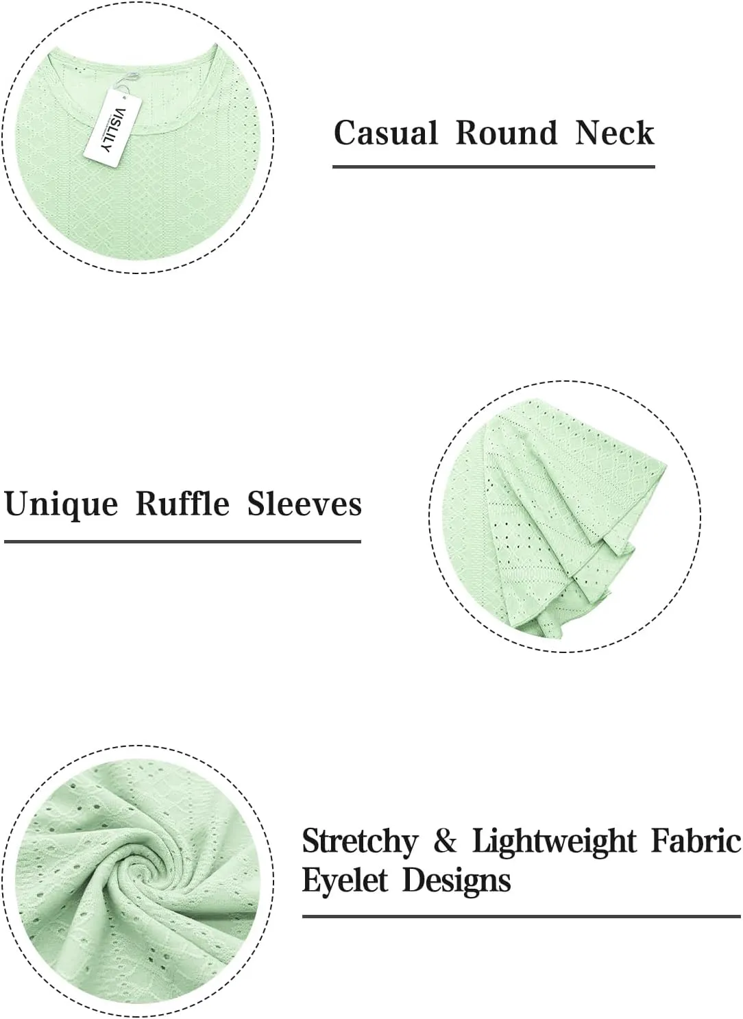 VISLILY Womens-Plus-Size-Summer-Tops Ruffle Short Sleeve T Shirts Crewneck Eyelet Tunics Casual Loose Tee