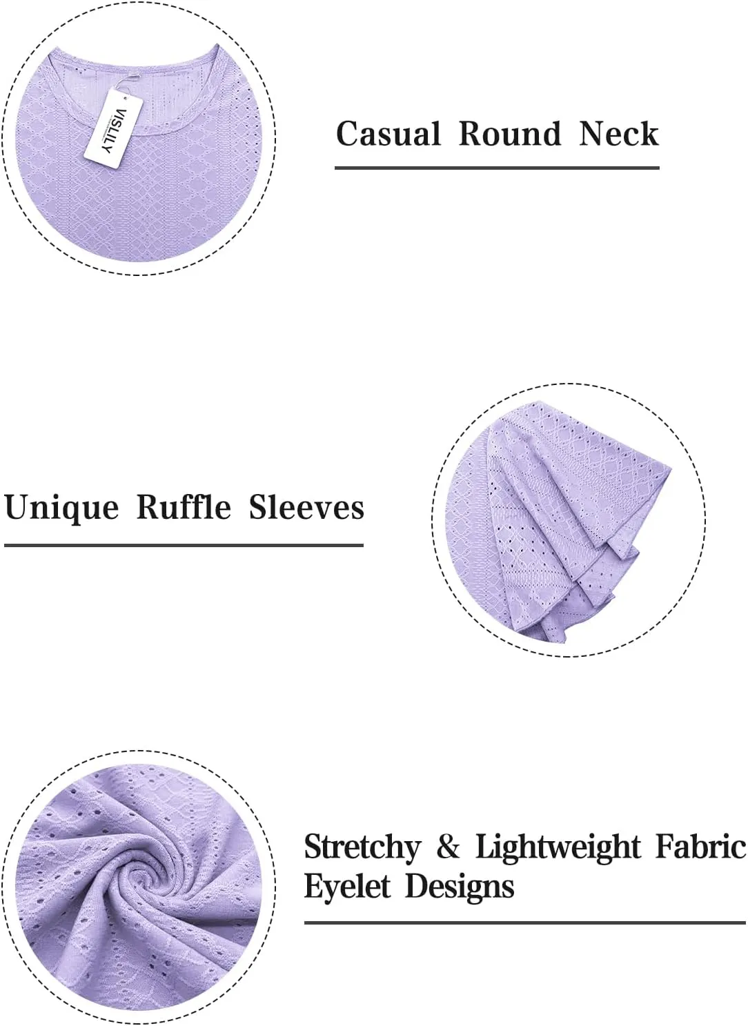 VISLILY Womens-Plus-Size-Summer-Tops Ruffle Short Sleeve T Shirts Crewneck Eyelet Tunics Casual Loose Tee