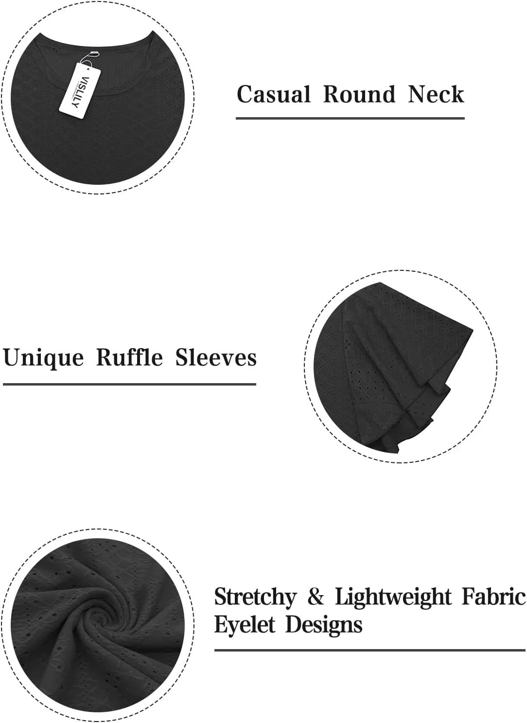 VISLILY Womens-Plus-Size-Summer-Tops Ruffle Short Sleeve T Shirts Crewneck Eyelet Tunics Casual Loose Tee