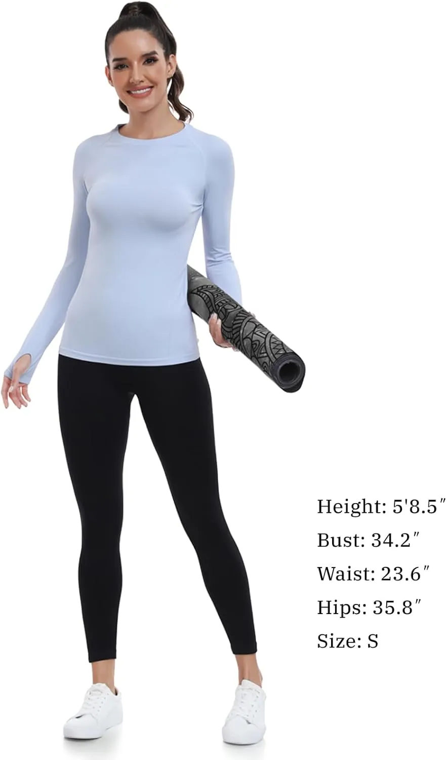 WANAYOU Seamless Workout Shirts for Women Long Sleeve Quick Dry Yoga Tops Running Shirt Breathable Athletic Top Slim Fit