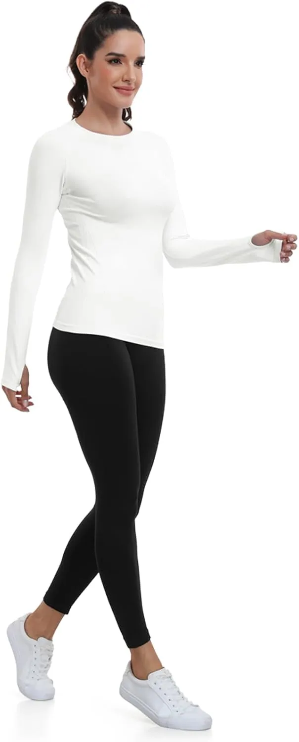 WANAYOU Seamless Workout Shirts for Women Long Sleeve Quick Dry Yoga Tops Running Shirt Breathable Athletic Top Slim Fit