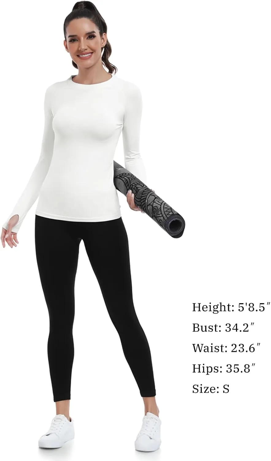 WANAYOU Seamless Workout Shirts for Women Long Sleeve Quick Dry Yoga Tops Running Shirt Breathable Athletic Top Slim Fit