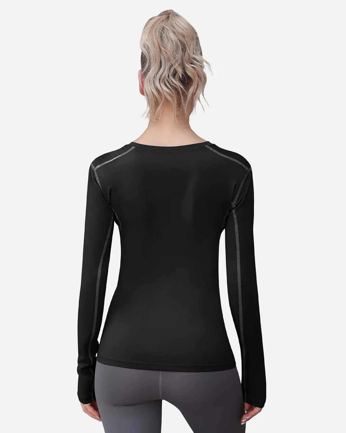 WANAYOU Women's 2-3 Pack Compression Shirt Long Sleeve Dry Fit Workout Tops Breathable Performance Running Athletic T-Shirt