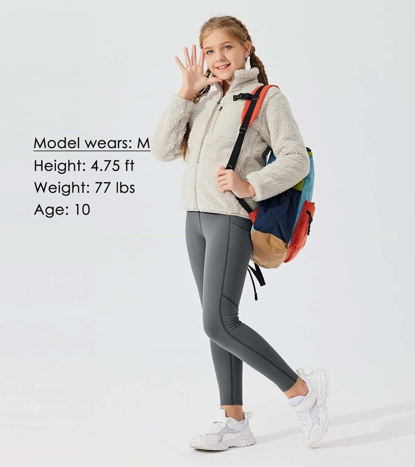 Willit Girls Fleece Lined Leggings Pants with Pockets Water Resistant Thermal Tights