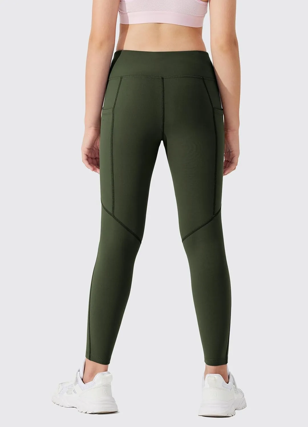 Willit Girls Fleece Lined Leggings Pants with Pockets Water Resistant Thermal Tights