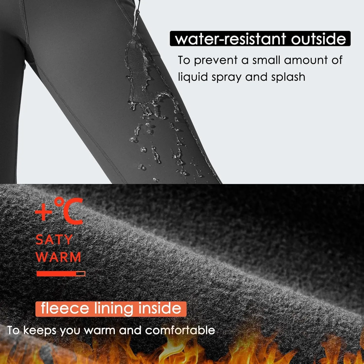 Willit Girls Fleece Lined Leggings Pants with Pockets Water Resistant Thermal Tights