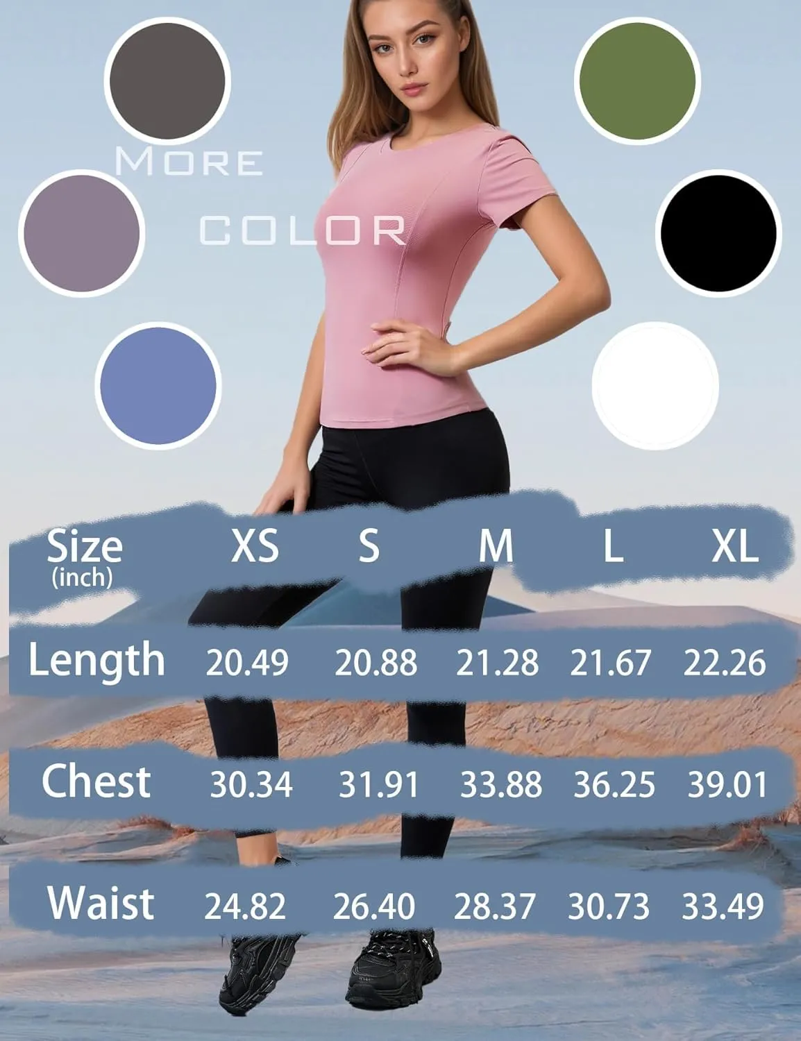 Women Elastic Workout Shirts Breathable Compression Quick Dry Gym Lightweight Basic Fitted Tops