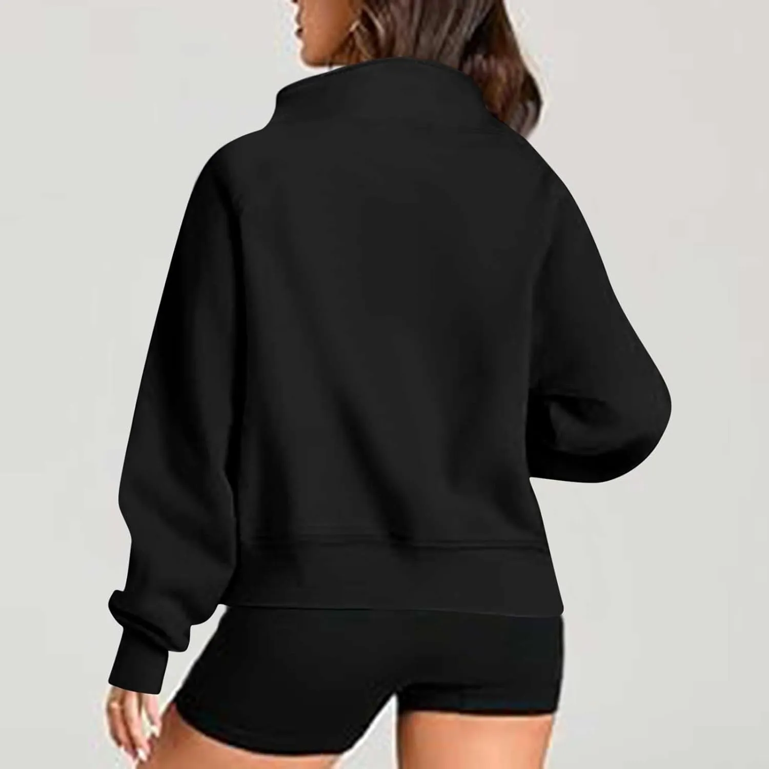 Women Half Zip Up Sweatshirts Trendy Long Sleeve Plain Pullover Fall Casual Oversized Tops Winter Comfort Clothes
