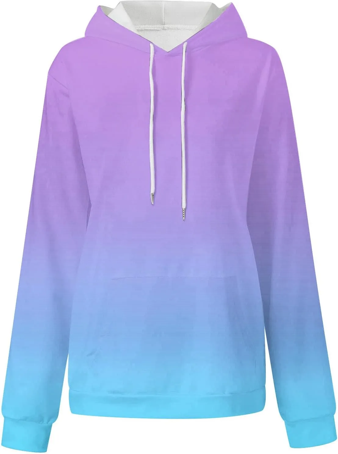 Women Hooded Sweatshirts Gradient Graphic Oversized Pullover Drawstraing Long Sleeve Trendy Sweater Tops with Pocket
