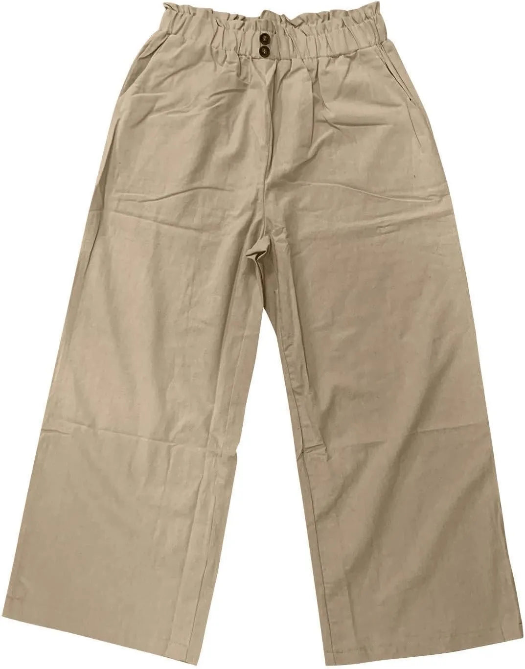 Women Linen Blend Summer Breathable Pants High Waist Wide Leg Slim Fit Trousers Business Work