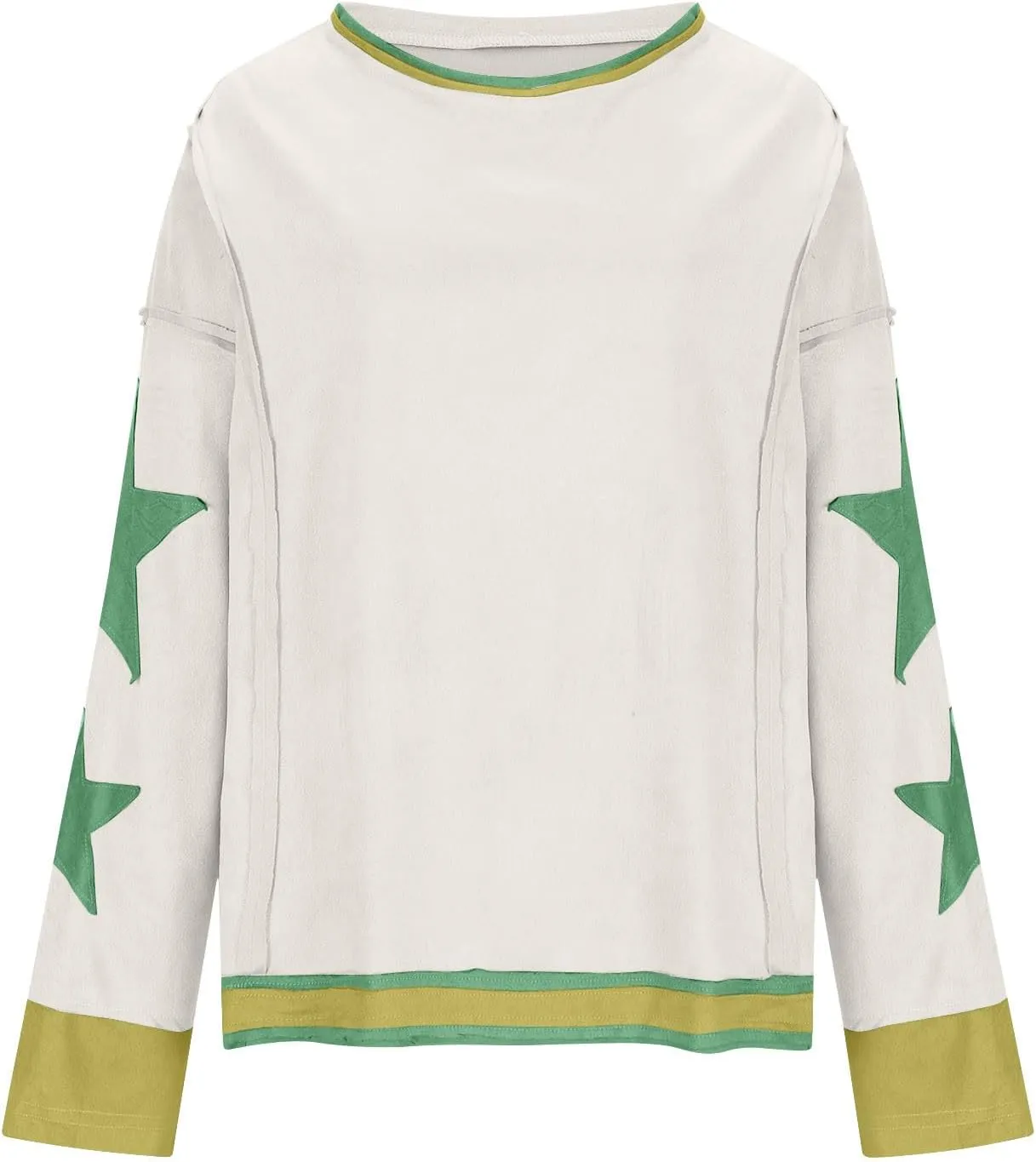 Women Oversize Sweatshirts Crewneck Long Sleeve Star Print Casual Loose Pullover Fall Fashion 2024 Clothes Tops