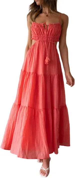 Women Sexy Spaghetti Strap Low Cut Dress Y2k Bodycon Long Dress Sleeveless Backless Maxi Dresses Going Out Party Clubwear