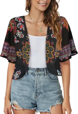 Women Shrug Chiffon Cardigans Open Front Short Sleeve Bolero for Evening Dressy