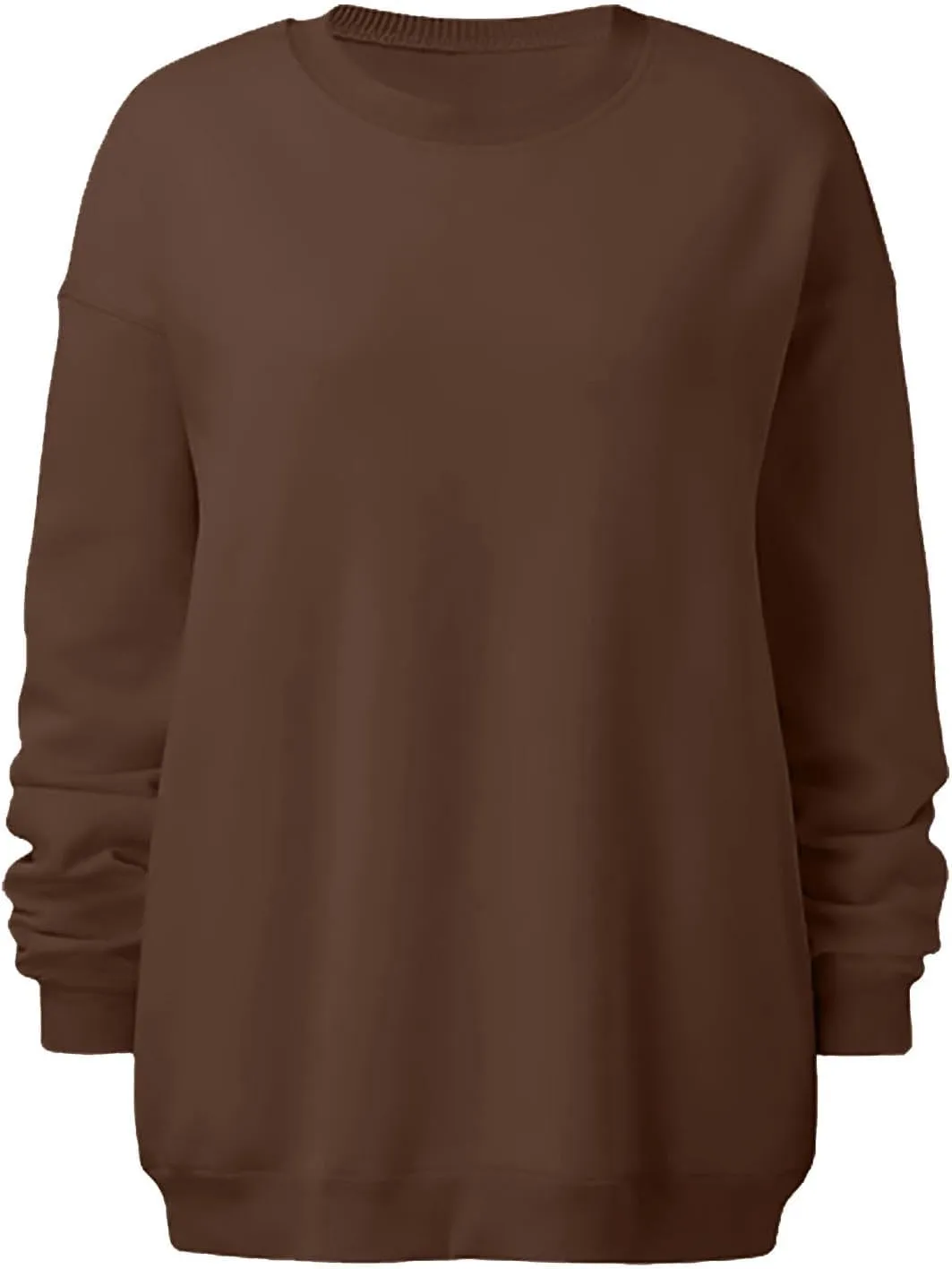 Women Solid Color Oversized Sweatshirt Trendy 2024 Pullover Tops Crew Neck Fall Sweatshirt Comfy Loose Fit Sweater