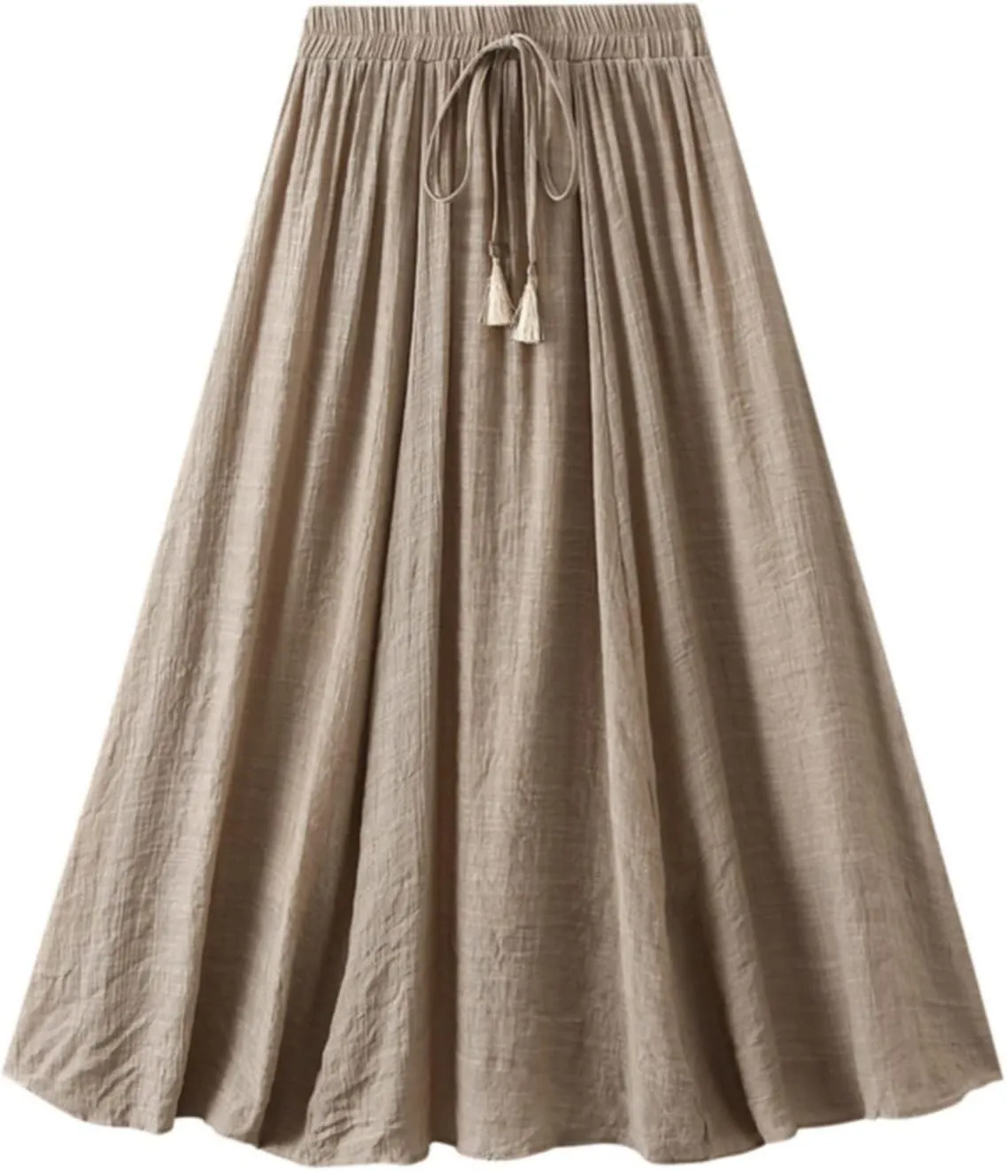 Women Summer Casual Boho Floral Maxi Skirt Elastic High Waist Tiered Pleated Flowy Long Beach Skirt with Pockets