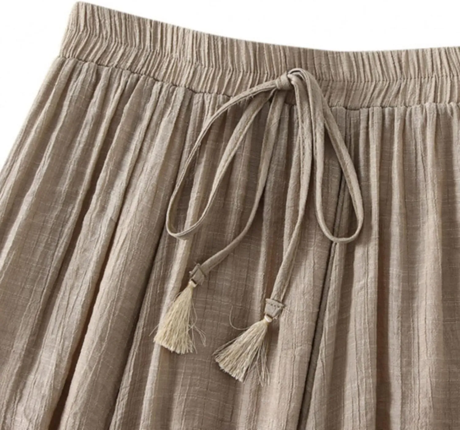Women Summer Casual Boho Floral Maxi Skirt Elastic High Waist Tiered Pleated Flowy Long Beach Skirt with Pockets