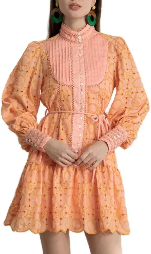 Women's Bohemian Floral Print Button Down Long Lantern Sleeve Shift Tunic Dress Casual Ruffle Swing Mini Dress