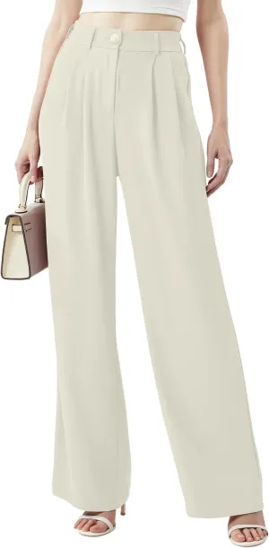 Women's Casual Wide Leg Pants Long Straight Suit Pants High Waisted Business Work Outfits Trendy Trousers for Women