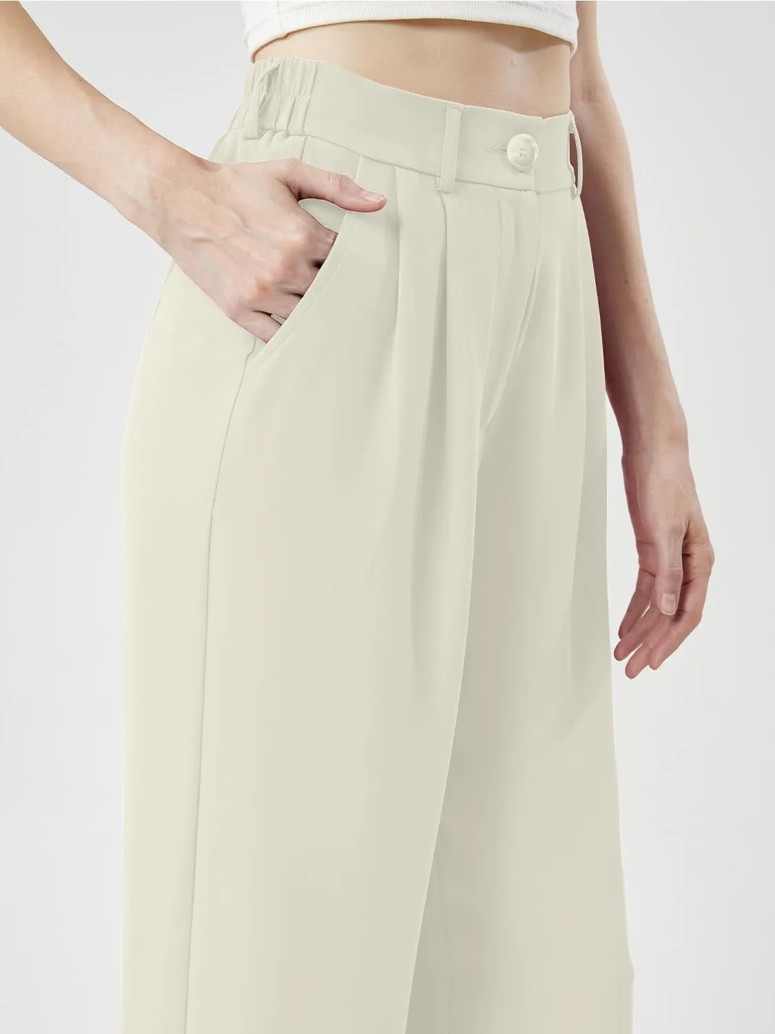 Women's Casual Wide Leg Pants Long Straight Suit Pants High Waisted Business Work Outfits Trendy Trousers for Women
