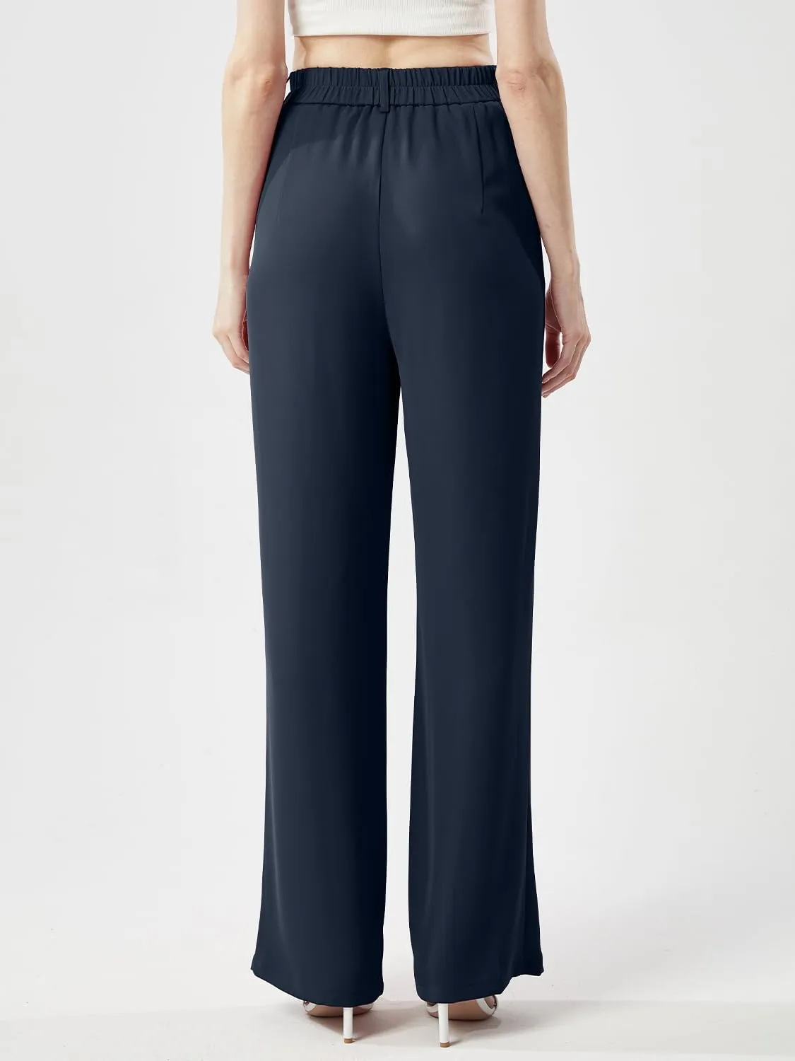 Women's Casual Wide Leg Pants Long Straight Suit Pants High Waisted Business Work Outfits Trendy Trousers for Women