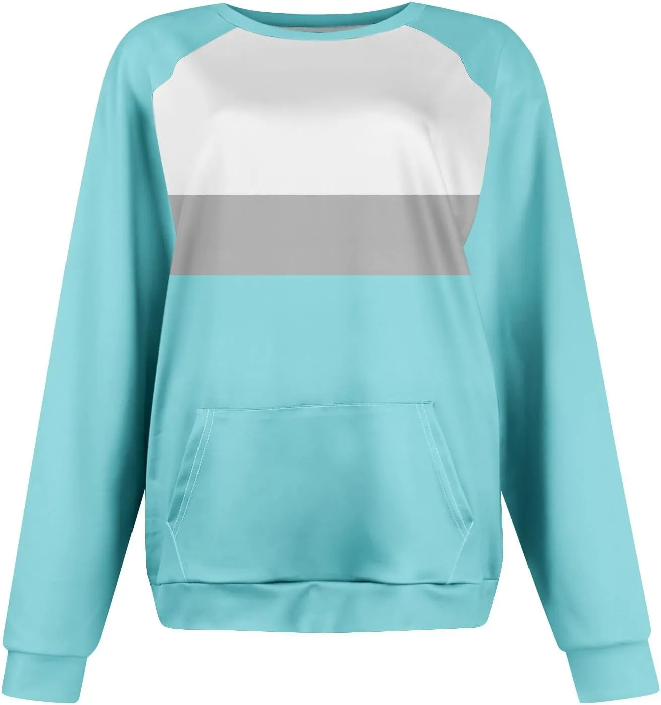Womens Crewneck Sweatshirt Pullover Trendy Sweatshirts Cute Long Sleeve Y2k Fall Tops Outfits with Pockets