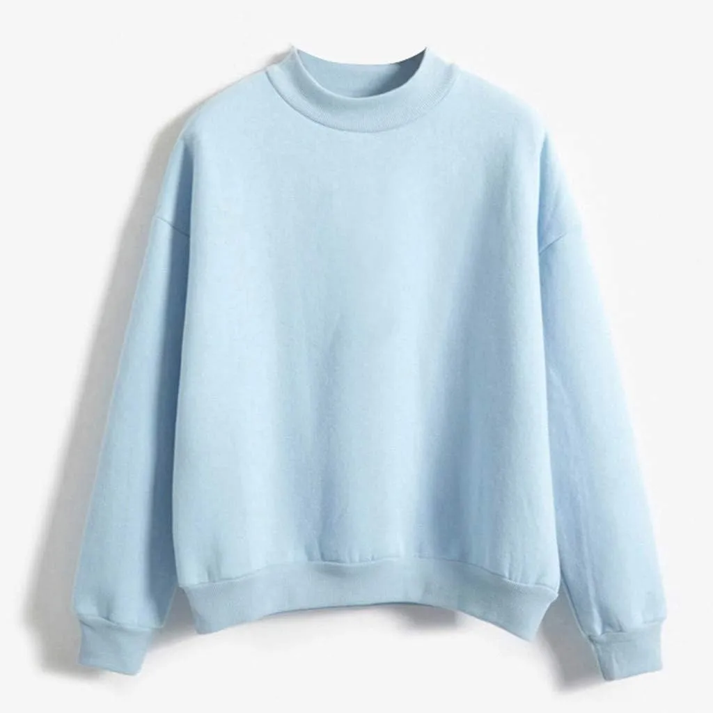 Womens Crewneck Sweatshirts Casual Trendy Solid Cute Tunic Plus Size Oversized Pullover Sweaters