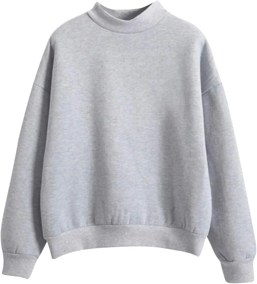 Womens Crewneck Sweatshirts Casual Trendy Solid Cute Tunic Plus Size Oversized Pullover Sweaters