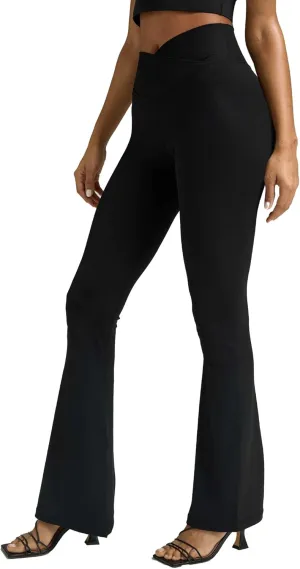 Women's Crossover Flare Leggings, High Waisted Wide Leg Flared Yoga Pants