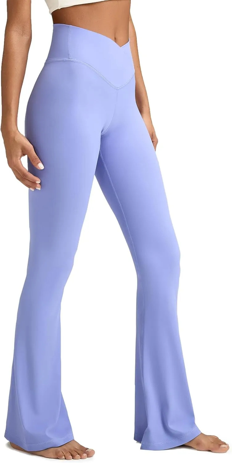 Women's Crossover Flare Leggings, High Waisted Wide Leg Flared Yoga Pants