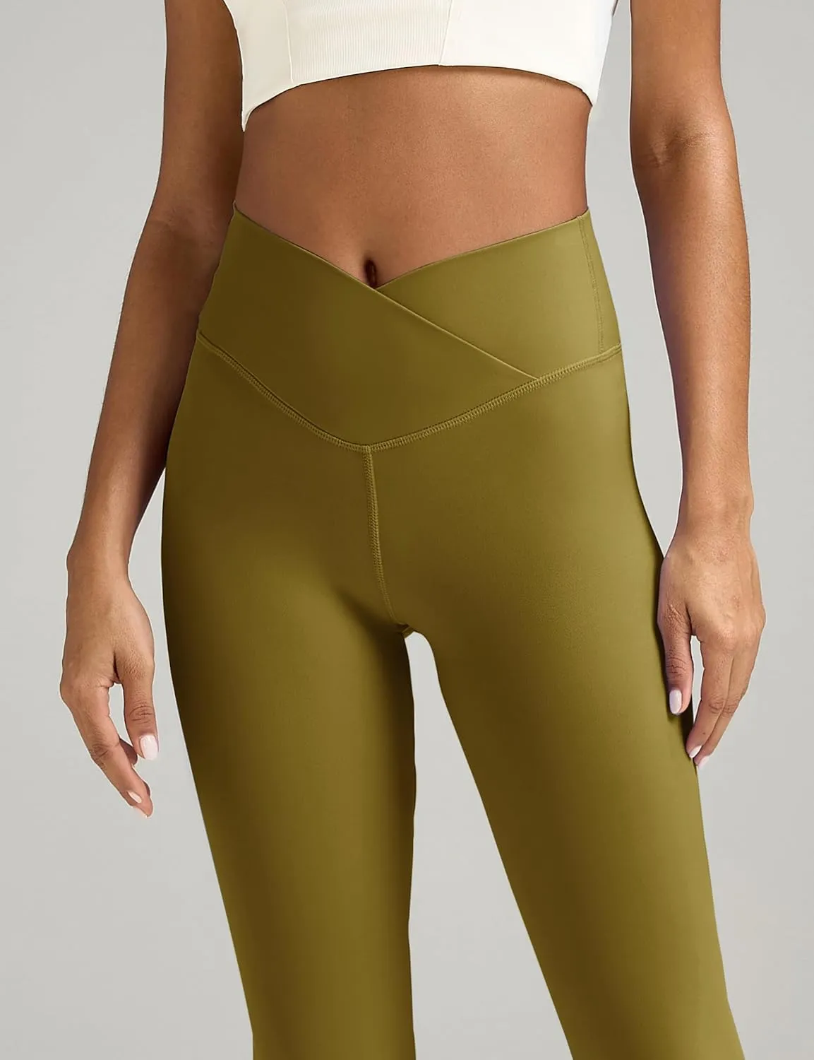 Women's Crossover Flare Leggings, High Waisted Wide Leg Flared Yoga Pants