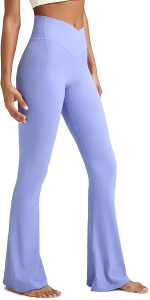 Women's Crossover Flare Leggings, High Waisted Wide Leg Flared Yoga Pants