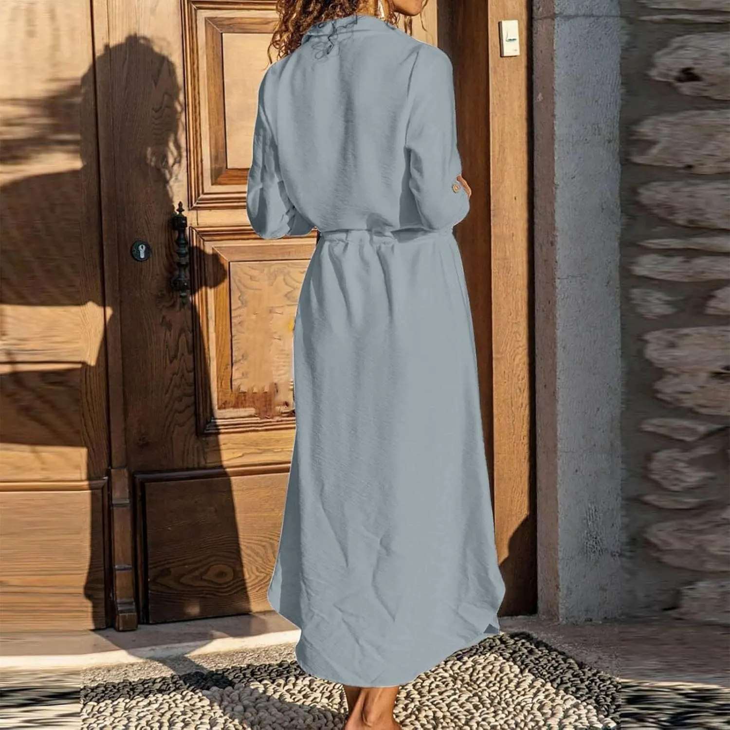 Womens Dress Summer Casual Short Sleeve Button Down Shirt Dresses Beach Cover Up Sundress with Pockets