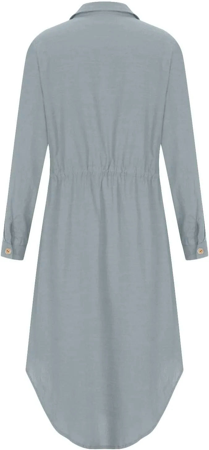 Womens Dress Summer Casual Short Sleeve Button Down Shirt Dresses Beach Cover Up Sundress with Pockets