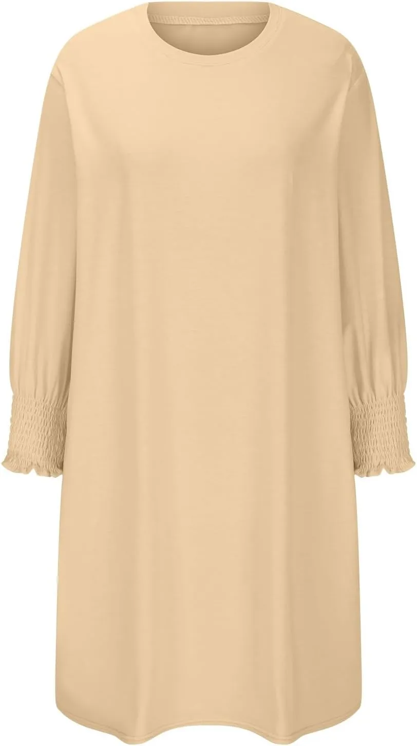 Womens Dresses 2025 Spring 3/4 Sleeve Fashion Dresses Crewneck Casual Mini Dress with Pockets Trendy Summer Outfits