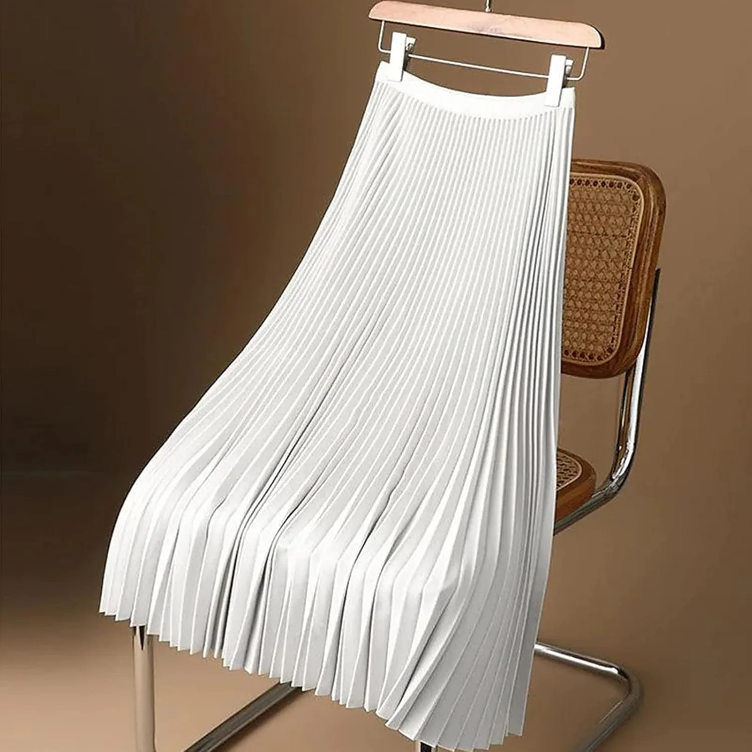 Womens Elastic Waist Flowy Pleated Maxi Skirt Swing Flowy Plus Size Skirts Comfy Elegant Dressy Causal A-Line Dress