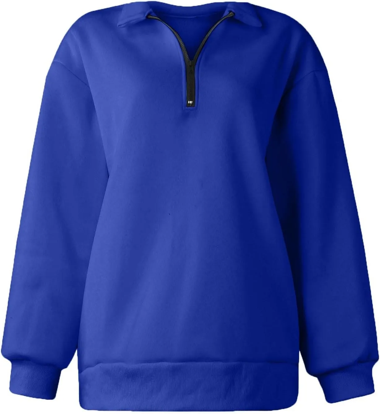 Women's Fall Winter Oversized Sweatshirt Casual Trendy Long Sleeve Quarter Zip Neck Solid Sweatshirt, S-3XL