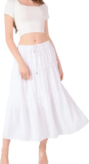 Women's Flowy Maxi Skirt Summer Casual High Elastic Waist TieFloral Boho Pleated A-Line Long Skirts for Beach Party Holiday