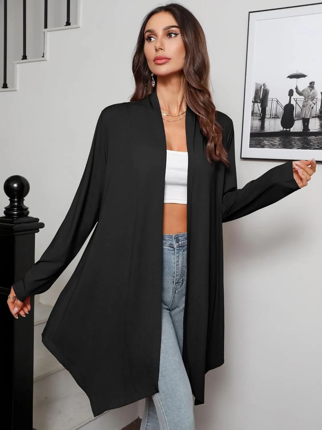 Women's Lightweight Open Front Cardigans Casual Soft Drape Spring Summer Fall Cardigan