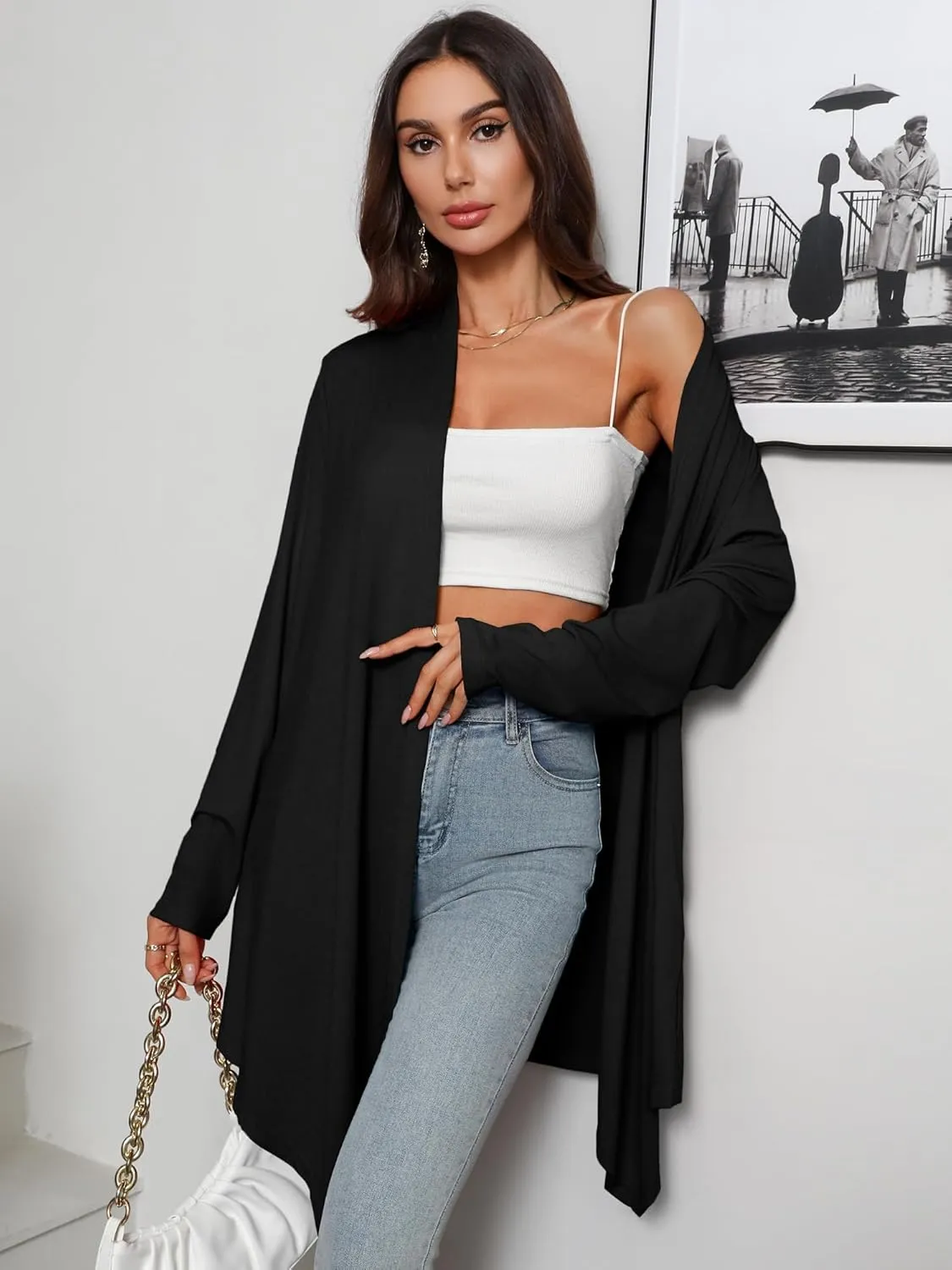 Women's Lightweight Open Front Cardigans Casual Soft Drape Spring Summer Fall Cardigan