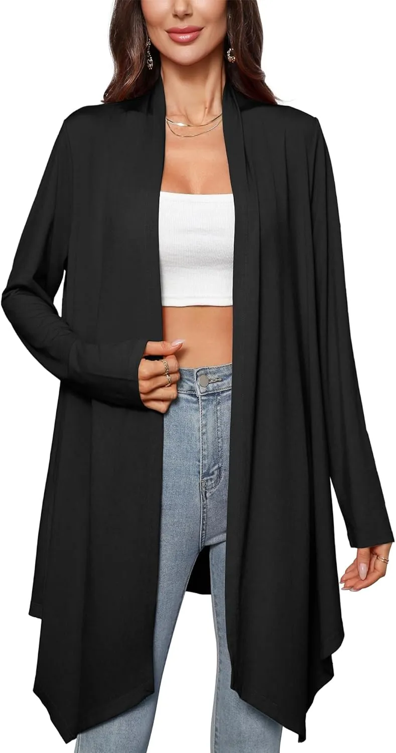 Women's Lightweight Open Front Cardigans Casual Soft Drape Spring Summer Fall Cardigan