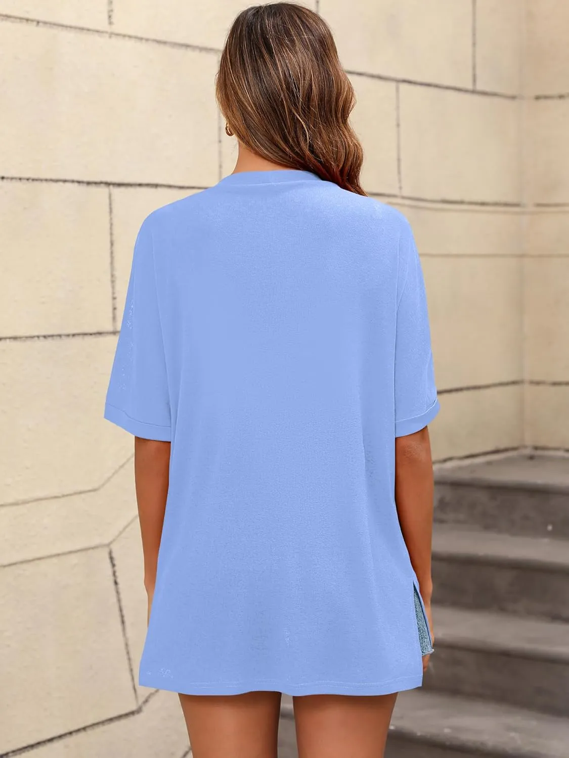 Women's Lightweight Open Front Cardigans Short Sleeve Casual Soft Sheer Cardigan S-2XL with Pockets