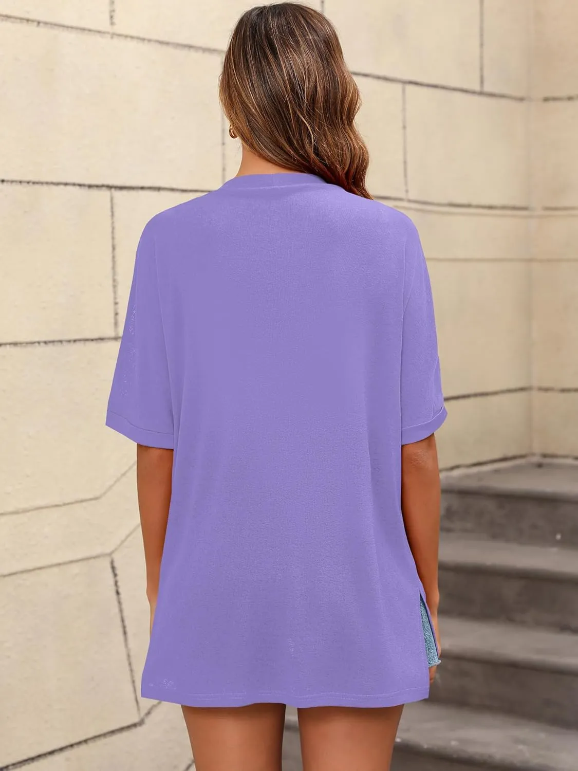 Women's Lightweight Open Front Cardigans Short Sleeve Casual Soft Sheer Cardigan S-2XL with Pockets