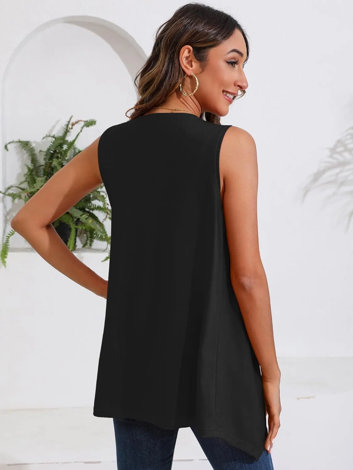 Women's Lightweight Open Front Cardigans Sleeveless Casual Soft Drape Spring Summer Fall Cardigan S-3XL