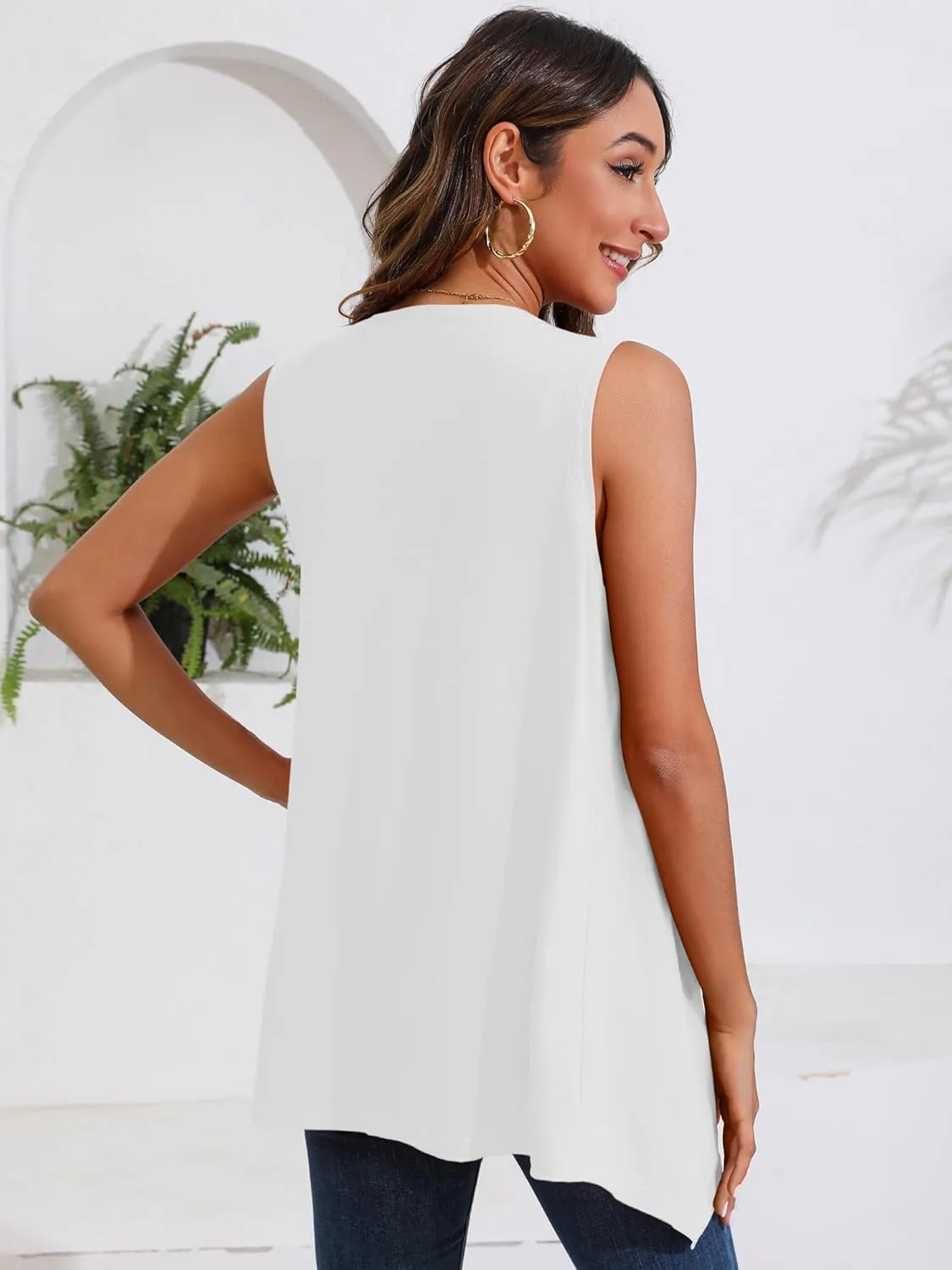 Women's Lightweight Open Front Cardigans Sleeveless Casual Soft Drape Spring Summer Fall Cardigan S-3XL