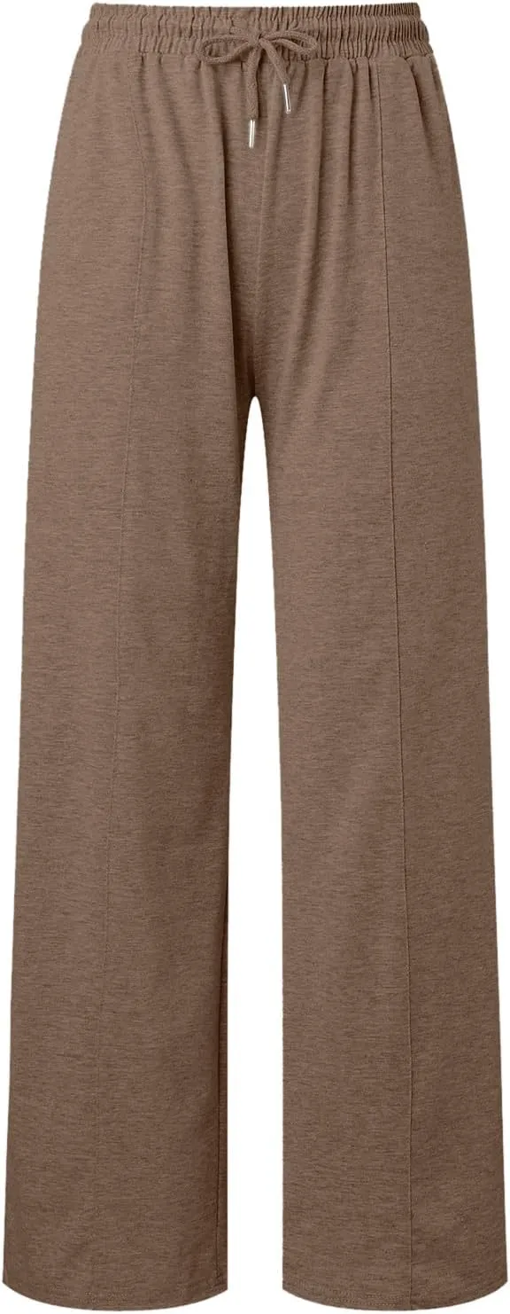 Women's Linen Blend Summer Y2K Fashion Pants Low Waist Wide Leg Slim Fit Trouser Work Business