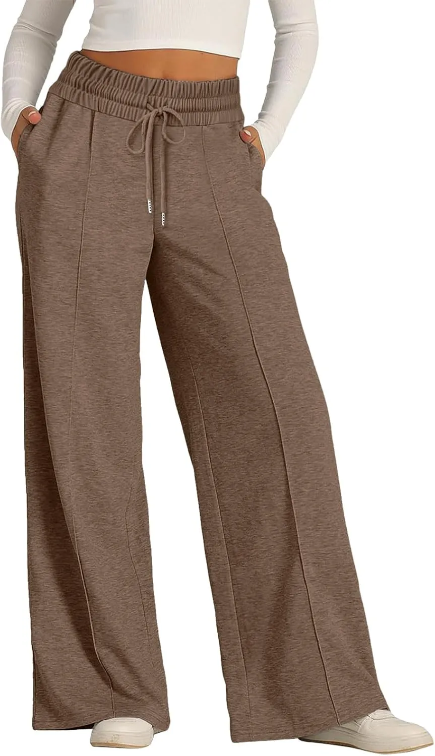 Women's Linen Blend Summer Y2K Fashion Pants Low Waist Wide Leg Slim Fit Trouser Work Business