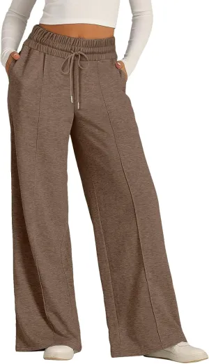 Women's Linen Blend Summer Y2K Fashion Pants Low Waist Wide Leg Slim Fit Trouser Work Business