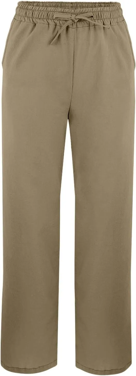 Womens Linen Pants 2025 Summer Vacation Beach Pants Drawstring Casual Gauze Pants with Pockets Linen Ankle Pant Trousers